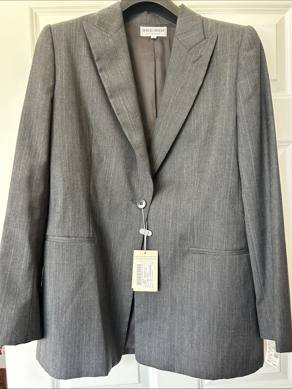 Giorgio Armani Gray Pinstripe Single-Button Blazer